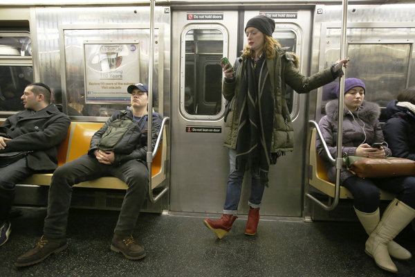 out Guy eats on subway girl