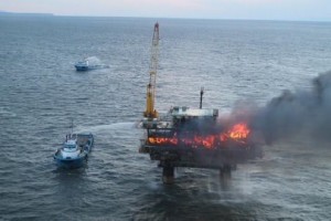 Offshore Gas Platform Fire, No injuries