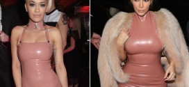 Kim, Rita wear same skintight latex dress (Photo)