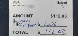 Waitress stunned by 'LOL' tip on $112 bill (Photo)