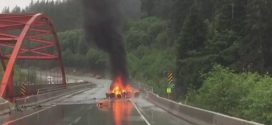 Orange Lamborghini burns on Sea to Sky (Photo)